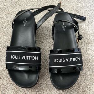 Louis Vuitton Black Leather Women's Sandals